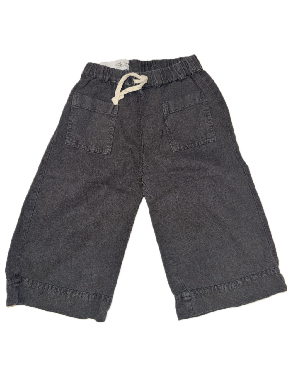 Zara Kids Wide-Leg Drawstring Bottoms in Charcoal Black